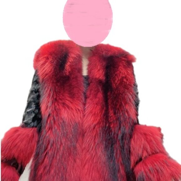 Red and Black Teddy Jacket with Plush Fur